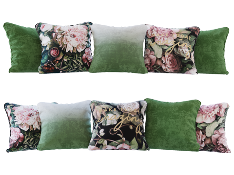  新中式布艺抱枕3d模型 