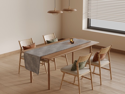 侘寂风餐桌椅su模型