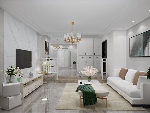  现代家居客厅3d模型 