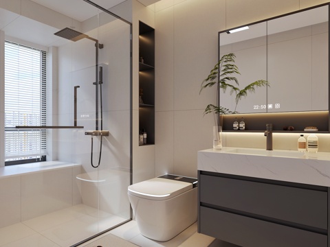  现代卫生间3d模型 