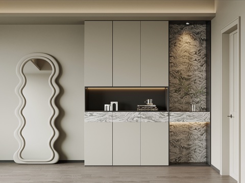 现代极简鞋柜 入户玄关柜su模型