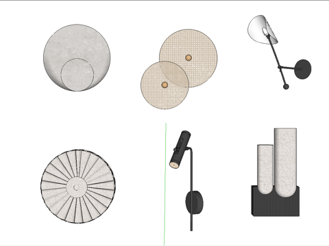 现代壁灯组合 金属壁灯 创意壁灯 艺术壁灯su模型