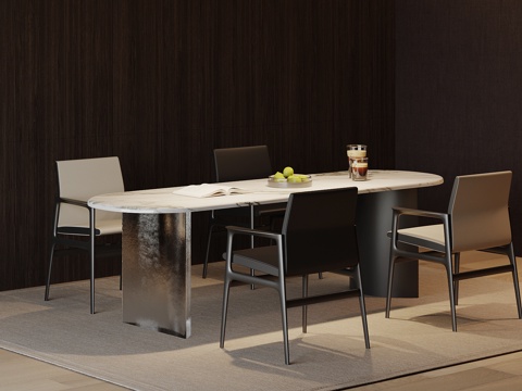  现代意式餐桌椅3d模型 