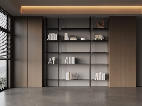 现代意式书柜 书桌椅su模型