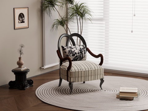 法式复古风休闲椅su模型