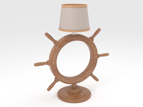  船舵台灯 航海装饰 木质台灯 船舵灯 航海主题3d模型 