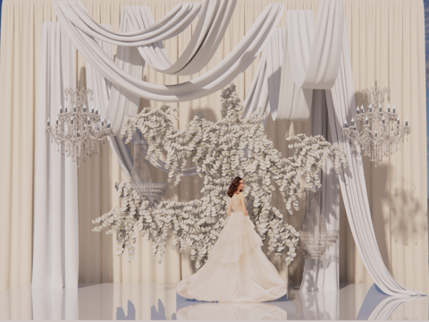 小众布幔造型婚礼美陈su模型