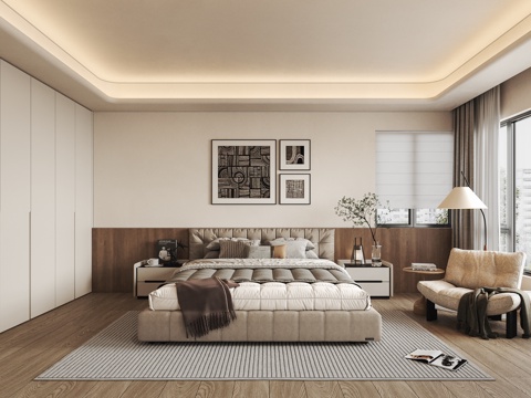 现代意式轻奢风卧室su模型