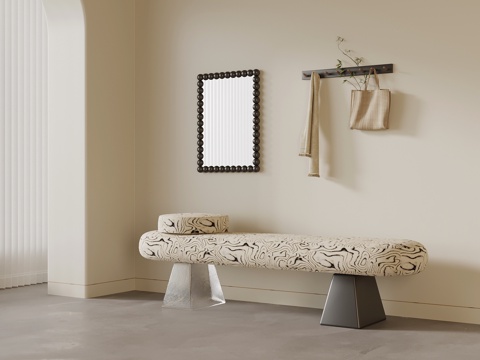 现代中古风换鞋凳 床尾凳su模型