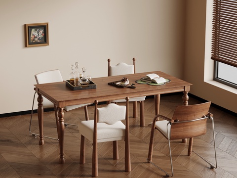 法式中古风餐桌椅su模型