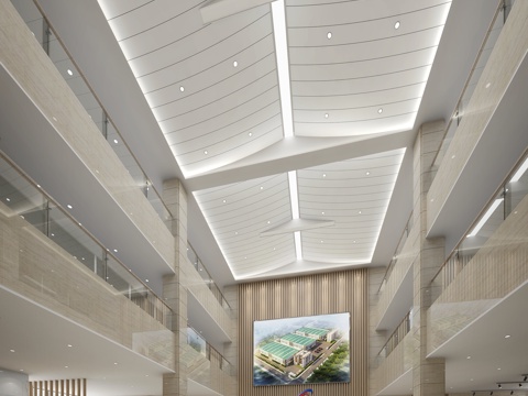  办公大堂3d模型 