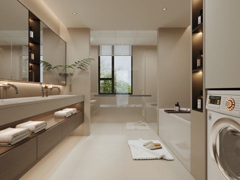  现代别墅卫生间3d模型 