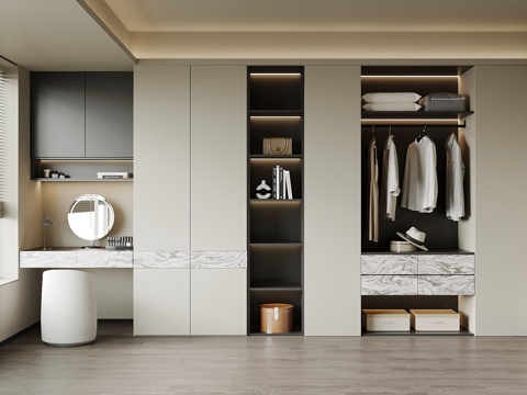 现代衣柜 梳妆台su模型