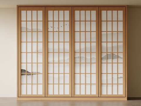 日式衣柜 推拉门衣柜su模型