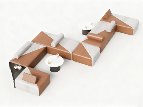 大堂卡座沙发 接待室沙发 餐饮卡坐沙发 可自由拼接沙发su模型