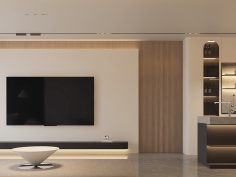  现代客餐厅  客厅极简沙发组合  餐厅吧台  餐厅酒柜  厨3d模型 