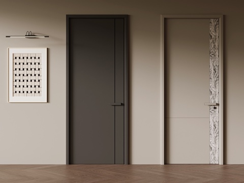 现代极简单开门 室内门su模型