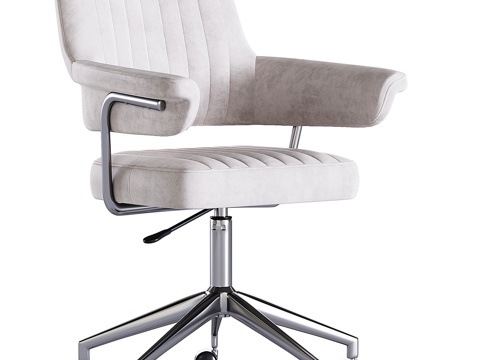  耶鲁粉色天鹅绒旋转家用办公椅3d模型 