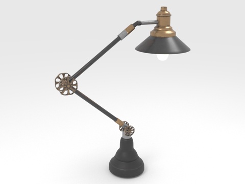  台灯 可调节 金属 复古 灯罩3d模型 