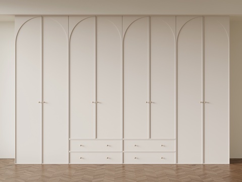 法式奶油风衣柜su模型