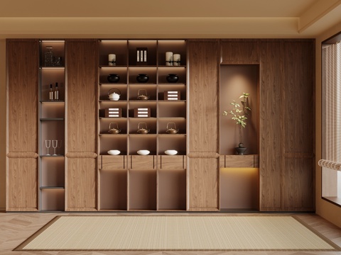 新中式书柜su模型