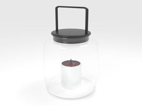  玻璃烛台 提手灯笼 蜡烛容器 室内装饰 现代灯具3d模型 