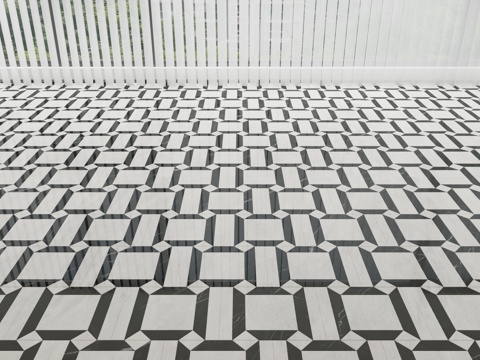  现代石材地面拼花3d模型 