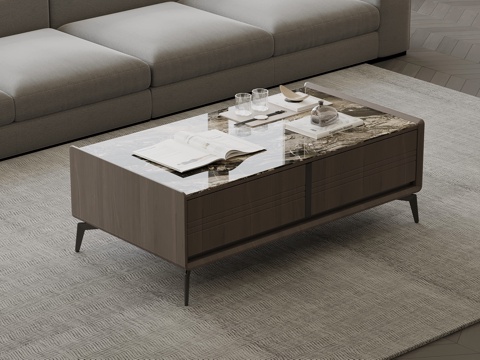 现代意式茶几 方形茶几su模型