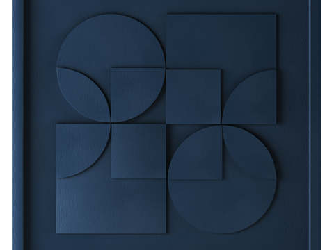  3D 艺术墙饰 几何浮雕3d模型 