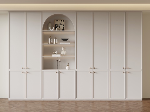 法式奶油风书柜su模型