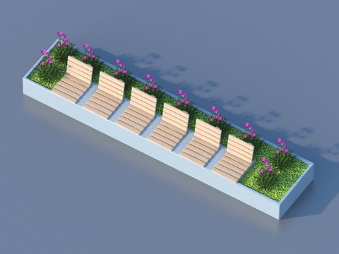  树池 坐凳 花坛3d模型 