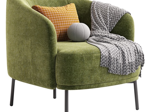  现代意式 KUDO HIGH 扶手椅3d模型 