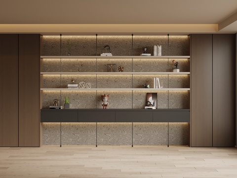 现代意式书柜su模型