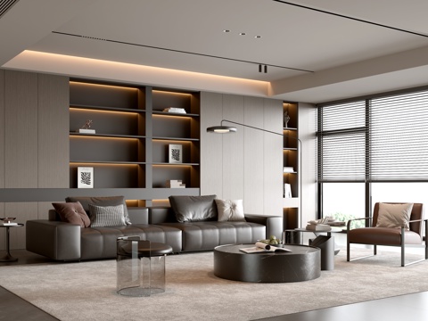 意式客厅 现代客厅 沙发背景墙 装饰柜 客厅背景 组合沙发su模型