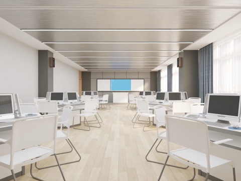  现代 现代教室 多媒体教室3d模型 