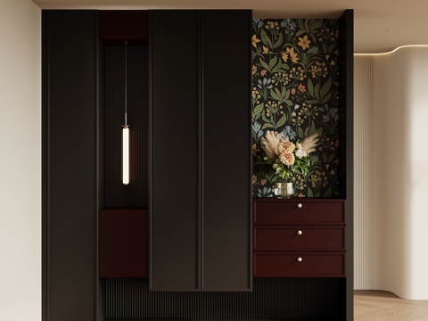 法式复古鞋柜 玄关柜su模型