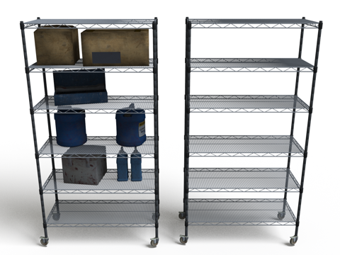  奇幻风格 置物架 杂物间 工具架 置物工作架3d模型 