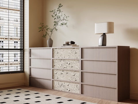 中古风玄关柜 边柜su模型