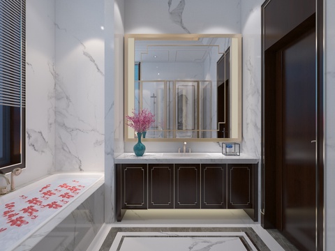  新中式现代简约新中式卫生间3d模型 