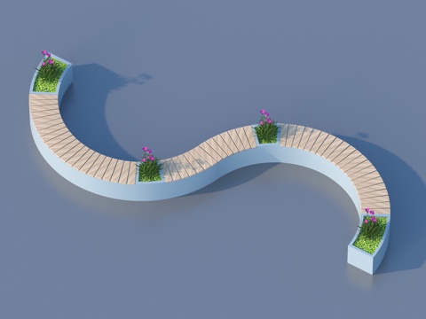  树池 坐凳 花坛3d模型 