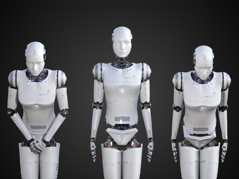 现代智能机器人 迎宾机器人 接待机器人 鞠躬机器人su模型