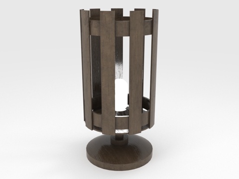  台灯 木质 灯罩 底座 灯泡3d模型 