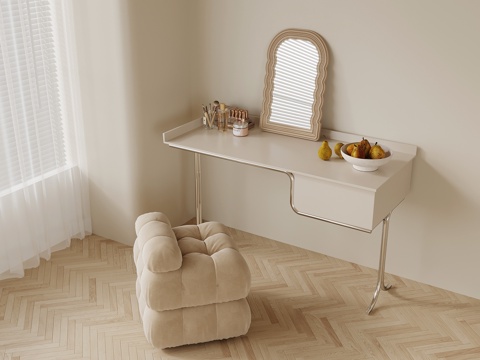 法式奶油风梳妆台su模型