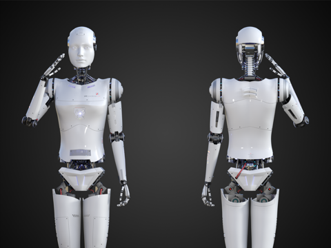 现代智能机器人 迎宾机器人 接待机器人 敬礼机器人su模型