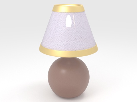  台灯 灯罩 球形底座 金色边框 家居照明3d模型 