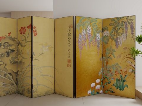  新中式屏风3d模型 