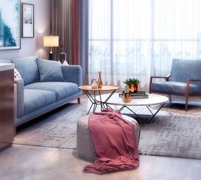  北欧现代 北欧客餐厅衣帽间吧台3d模型 