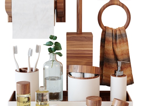  新中式侘寂浴室洗护用品3d模型 