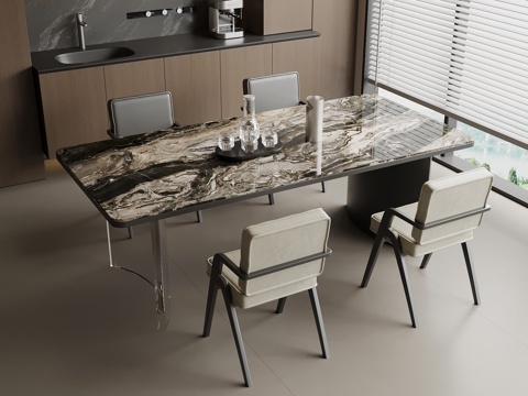  现代意式餐桌椅3d模型 