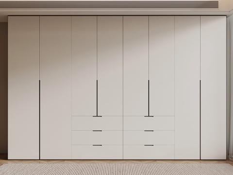 现代极简衣柜 成品衣柜su模型